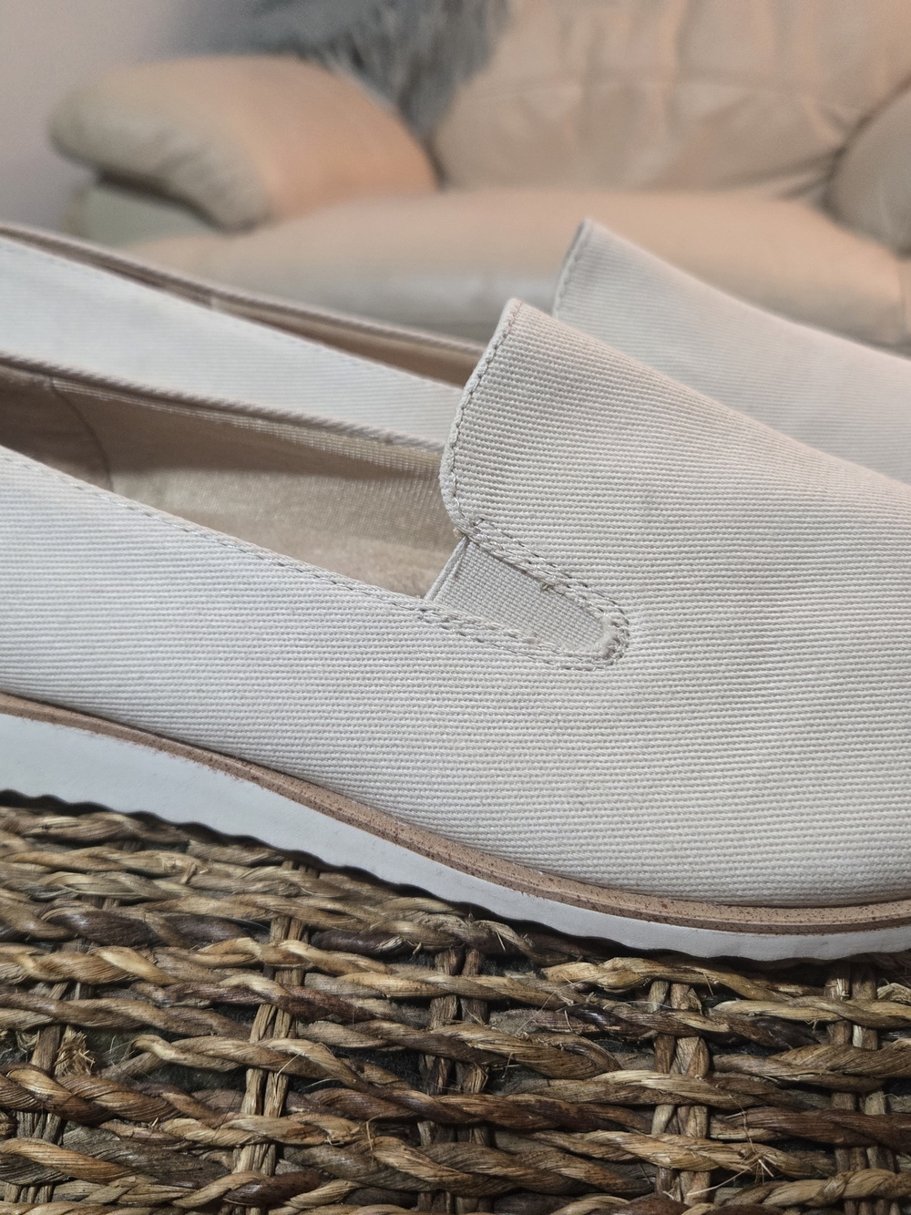 Abella Women's Canvas Slip-On Loafers in Light Cream